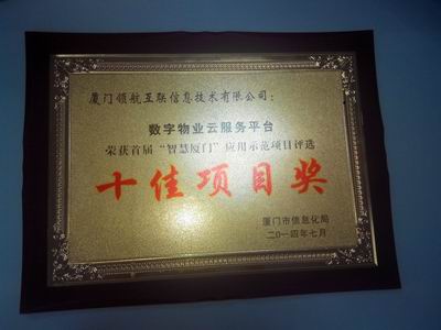 十佳项目奖牌匾